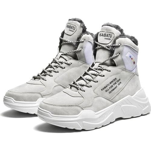 High Top Chunky Dad Sneakers Winter Trending Men Winter Ankle Boots Big Sole Outdoor Walking Sneakers Light Weight Men Cotton