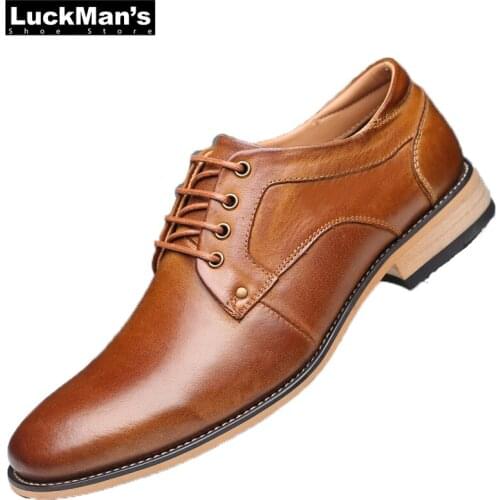 Men Casual Shoes Top Quality Oxfords Men Genuine Leather Dress Shoes Business Formal Shoes Men Flats Plus Size Wedding Party