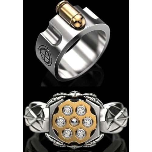 Personalized 925 Vintage Punk Roulette Male Ring Clip-shaped Female Ring Gift Jewelry Ring Wholesale