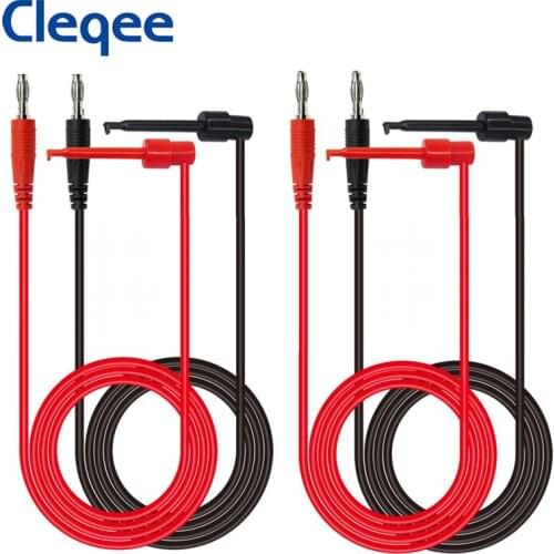 Cleqee P1039 1Set 4pcs 4mm Banana Plug to Test Hook Clip Test Lead Cable For Multimeter