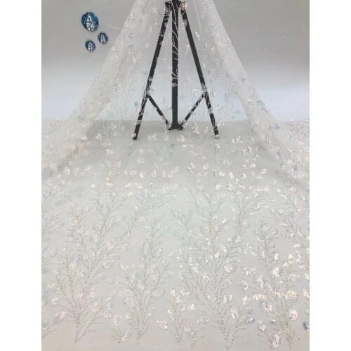 Nigeria Lace Fabric 2021 High Quality Lace Sequin Lace Fabric Wedding Party Embroidery African French Lace Fabric D4387
