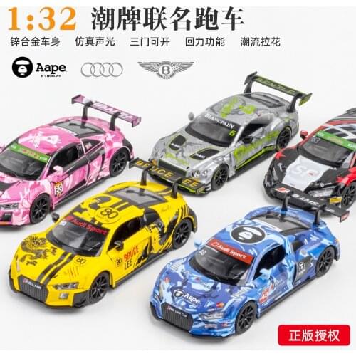 New Diecast 1:32 Alloy Car Model Miniature Audi R8 LMS 2019 FUJI Super TEC 24 Hours Works Racing Metal Vehicle for Children Toys