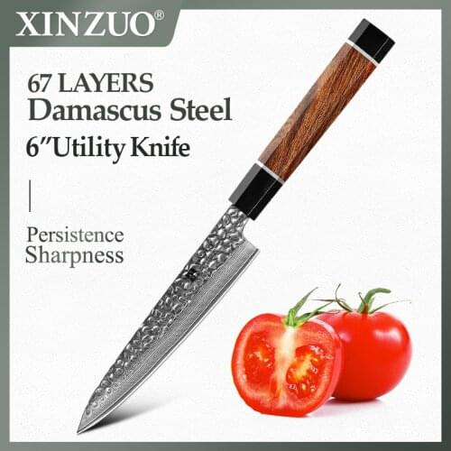 XINZUO 67 Layers Damascus Steel 6'' inch Utility Knife Cooking Tools Meat Cutting Kitchen Fruit Knives Kitchen Accessories