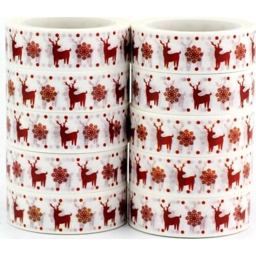 Wholesale 10PCS/lot Kawaii Reindeer Christmas Washi Tapes for Planner Bullet Journal Stickers Adhesive Masking Tapes Stationery