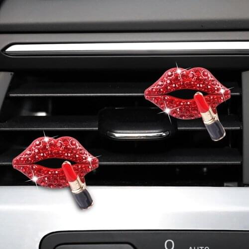2PCS Air Refresher Car Aromatherapy Perfume Clip Car Air Conditioning Cute Outlet Clamp Bling Car Interior Accessories for Girls