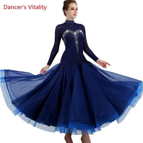Girls Ballroom Dance Dress Women Ballroom Dancing Clothing Sexy Mesh Long Sleeves Ballroom Dance Performance Dress For Dancewear