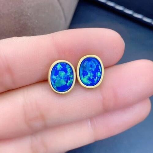 Blue Opal Earring 925 sterling silver Fine jewelry for Man or For Women