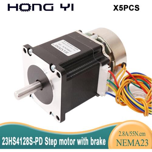Free delivery of 5pcs high torque 55n.cm body 41mm long 23HS4128-PD stepper motor with brake 4-wire stepper motor