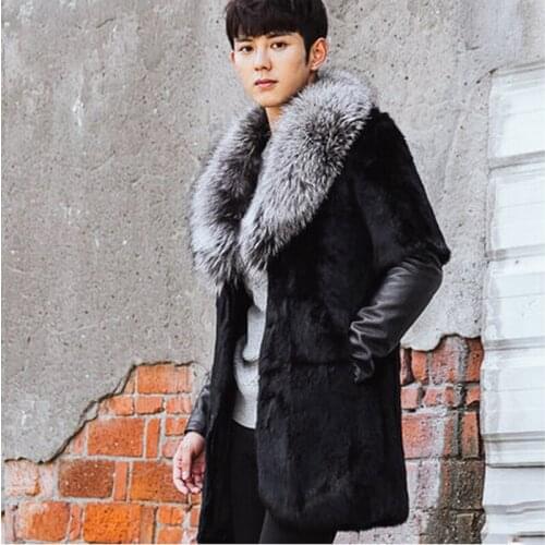 New special mens fur coat, long mink fur, mens coat, silver fox collar, one coat. Fur coat men jacket