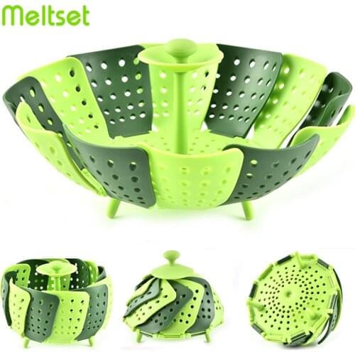 Foldable Cooking Steamer Plastic Kitchen Seatming Food Basket Vegetable Fruit Cooker Kitchen Tools