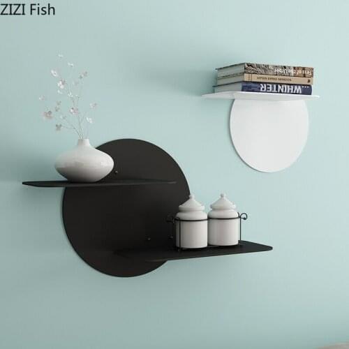 Modern Wall Ornament European Background Wall Wrought Iron Decoration Rack Solid Color Wall Hanging Storage Rack Embedded Metal