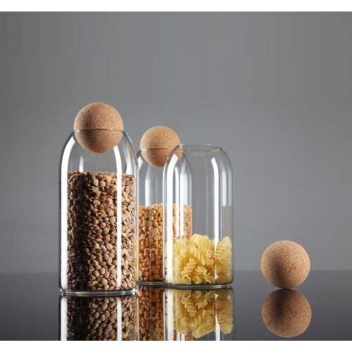 Ball Lead-free Glass Jar with Cork Lid Bottle Storage Tank Sealed Tea Can Cereals Transparent Storage Jars Kitchen Storage Tool