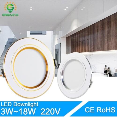 LED Downlight 3W 5W 9W 12W 15W 18W AC220V 240V downlight gold Silver White Ultra Thin Aluminum Round Recessed LED Spot Lighting