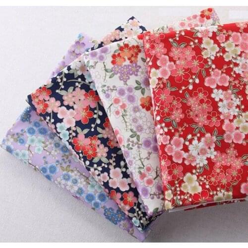 Pattern Fabrics for Kimono Cheongsam DIY Bag Printed Bronze Cloth Cotton Fabric Japanese Style Flower Handmade Patchwork Plain