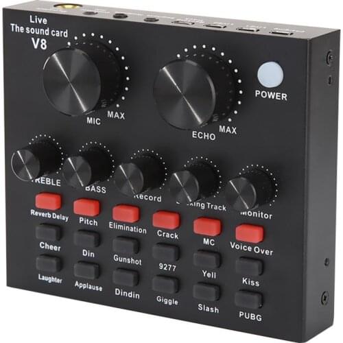 V8 Audio Sound Card External USB Headset Microphone Webcast Live Broadcast Sing electric sound Broadcast For Phone Computer TVPC
