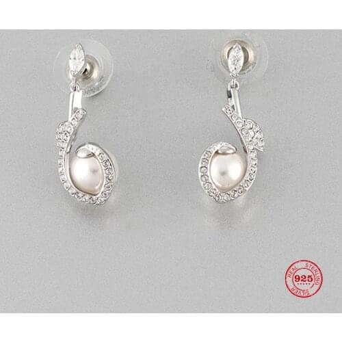 2020 New Fashion Charm Sterling Silver Original 1:1 Copy, Pearl Element Simple Joker Stud Earrings Women Luxury Jewelry Gifts