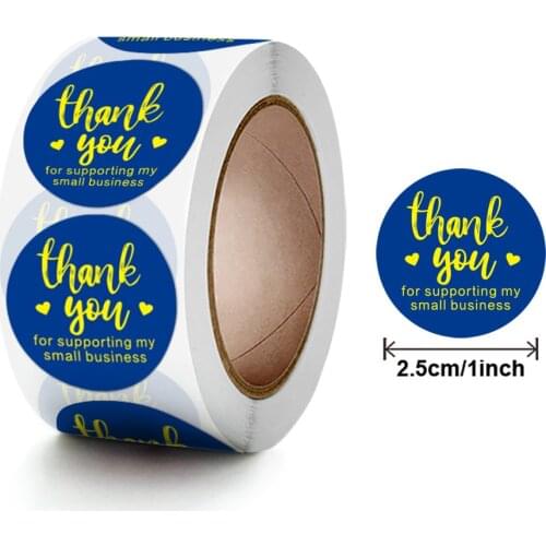 1inch gold stamping thank you sticker Scrapbooking Seal Labels 50-500pcs Handmade Sticker for Christmas Gift Decor Stationery