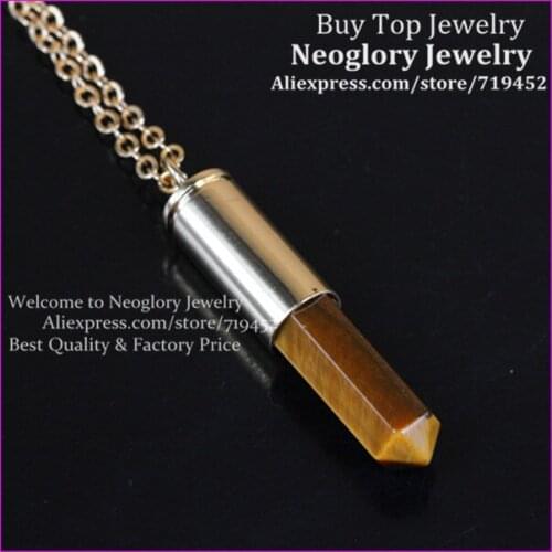10pcs Nature Tiger Eyes Gems Point Bullet Pendant metal Color Casing Necklace Drusy Quartz Druzy Pendant Necklace