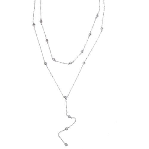 100% 925 sterling silver double layer necklaces cz station chain fashionable charming ladies jewelry elegant silver chain