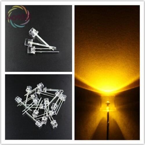 1000pcs 5MM Flat Top Yellow led 5mm Ultra Bright LEDs light Wide Angle Emitting Diodes Electronic Components Wholesale Retail