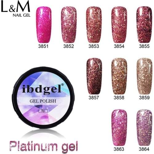 12 Pcs Platinum Gel Nail Polish ibdgel Brand Glitter DIY Nail Art Salon Gel Polish