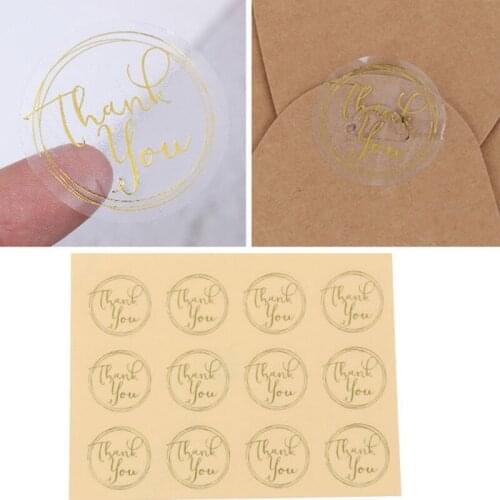 120pcs Transparent Round Thank You Sealing Stickers Baking DIY Gift Box Labels