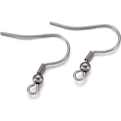 200 Pair 304 Stainless Steel Earring Hooks Earring Wires for Jewelry Making,Stainless Steel Color,20.5x20x3mm Hole: 2.5x2mm F80