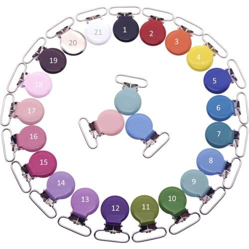 DHL Free Shipping 2000 Pcs Metal Round Suspender Clips Baby Dummy Pacifier Holder Clips 1'' 25mm Wide Lead Free 21 Colors