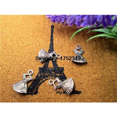 25pcs--Dress Charms Antique Tibetan Silver Tone Adorable Party Style Dress pendants/charms 21x17mm