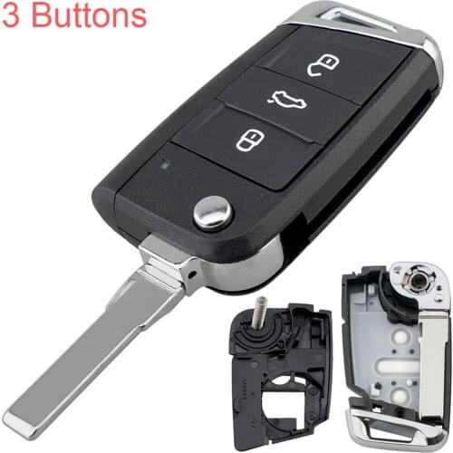 3 Button Car Styling Flip Folding Key Fob Smart Auto Key Shell Replacement For VW Volkswagen Golf 7 MK7 Skoda Octavia A7 Seat