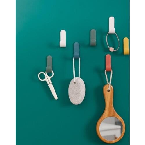 4pcs/set Self Adhesive Wall Hangers Towel Hooks Plastic Door Hangers Hat Racks Keys Hanger Wall Organizer Home Decor Key Hlder