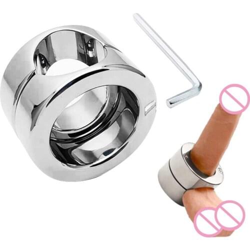 44*40*32mm Metal Stainless Steel Scrotum Bondage Testicular Stretch Pendant Penis Trainer Weight Lock Fine Ring Adult Products