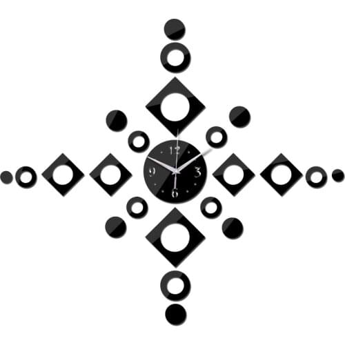 Direct selling 3d acrylic wall clock needle mirror home decoration modern design diy quartz sticker watch