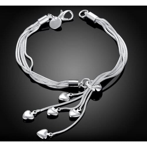 Women Hand Heart Shaped 20mm Tai Chi Hanging Heart Bracelet Femme Chain Bracelet Snake Bone Chain Copper Alloy Bracelets