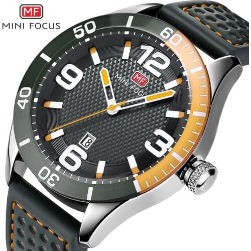 MINI FOCUS Sport Waterproof Quartz Watches Mens Genuine Leather Strap Wristwatch Male Masculino Fashion Gift for Men Calendar