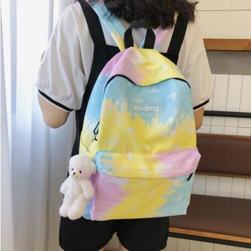 Panelled Color Nylon Women Backpack School Bag For Teens Casual Shoulder Bag Mochila Travel Back Pack Fashion Backpack