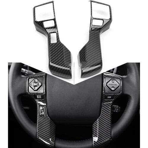 For Toyota Tacoma 2016 2017 2018 2019 Carbon Fiber Black Car Steering Wheel Button Cover Trim ABS Decorate 2Pcs