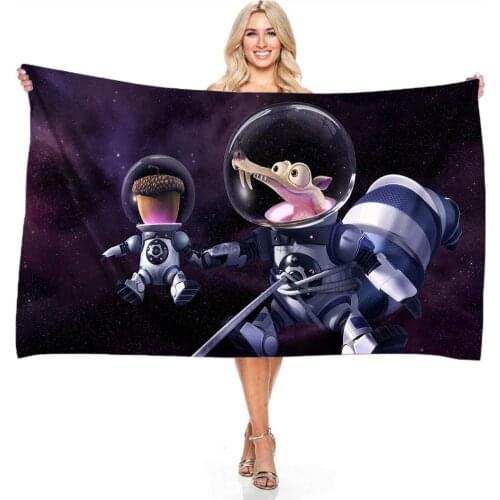 Home Textile Ice Age 3d Printed Rectangular Beach Towel Microfiber Absorbent Bath Towel Swimming Camping Towel Shower Towels