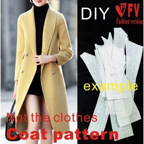 Double-sided cashmere coat pattern womens lapel coat cutting drawings 1:1 garment making pattern BFY-288