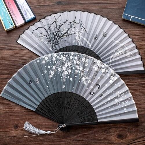 1pcs Elegant Peach Blossom with Butterfly Folding Fan Ancient Japanese Style Sakura Hand Fan Vintage Floral Fan for Summer Decor
