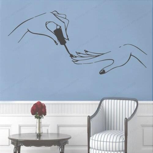 Artistic Nail Bar Finger Salon Decorative Sticker Waterproof Manicure Wall Decor Sticker Living Room Bedroom Wall Poster HL09