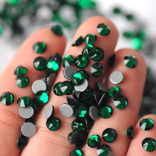 Emerald 8 Big 8 Small Crystal HotFix Rhinestones Glass Stones Flatback Strass Stones For Clothes Dresses DIY Garment
