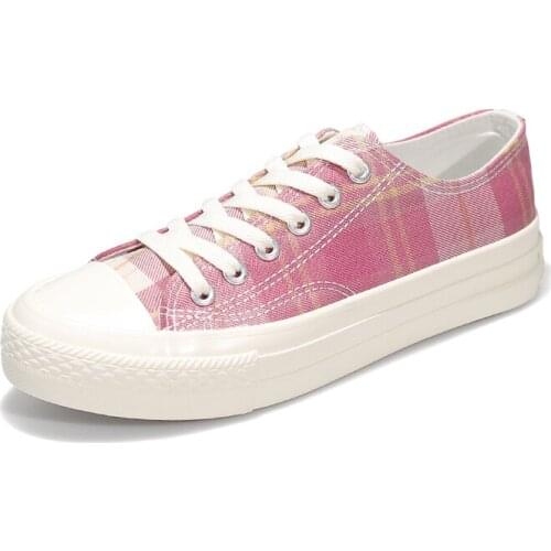 Women Gingham Canvas Shoes Outdoor Cozy Flat Shoes Leisure Summer Height Increasing Sneakers 2021 New Brand Designer 35-40 Euro