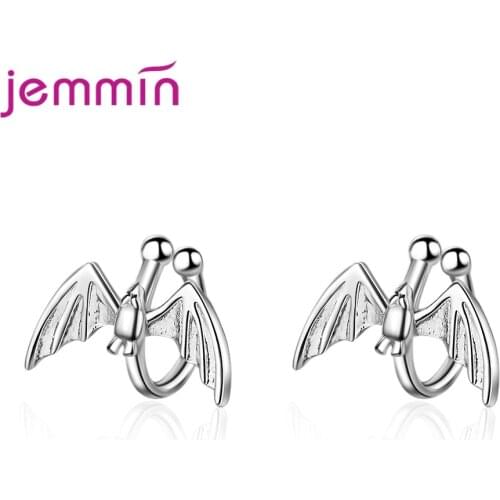 925 Sterling Silver Ear Clip Fashion Jewelry Trendy Bird Design Silver And Black Colour Best Gift For Women Girls Party