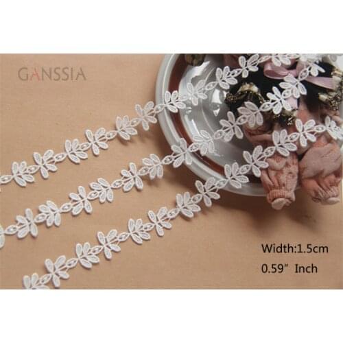 1YARD Width:1.5cm Water-Soluble Leaves Lace Trim Ivory White for Embroidered Ribbon/Wedding Dress Sewing Accessories(ss-2334)