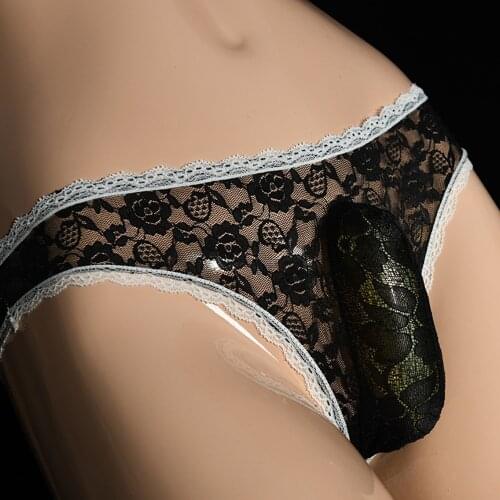 * Item Description:Mens Sexy Sissy Pouch Panties Lingerie Lace Floral Briefs Thongs Underwear Briefs