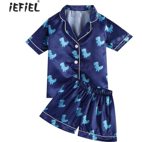 Summer Children Boys Pyjamas Set Cartoon Cars Dinosaurs Printed Tops Shorts Kids Sleepwear Suit Girls Pajamas Nightwear Sets