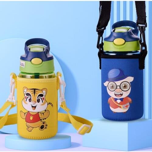 Cute 480ML Kids Water Cup Creative Cartoon Baby Feeding Cups With Straws Leakproof Water Bottles Outdoor Portable Children Cups