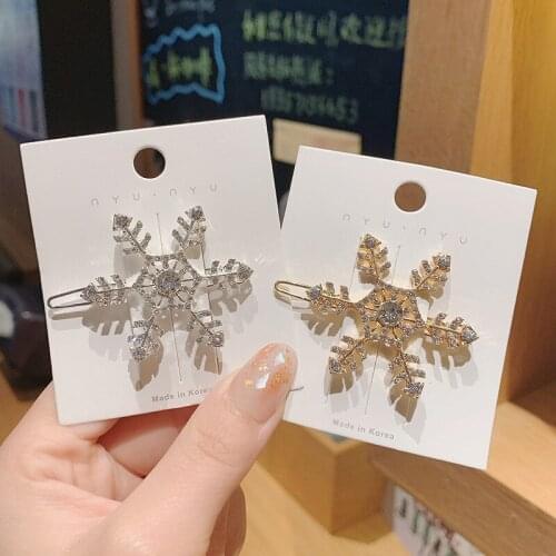 Fashion Snowflake Shape Hairpins Metal Hair Clip Accessories Gold Silver Women Girls Diamond-Encrusted Headwear Styling Barrette