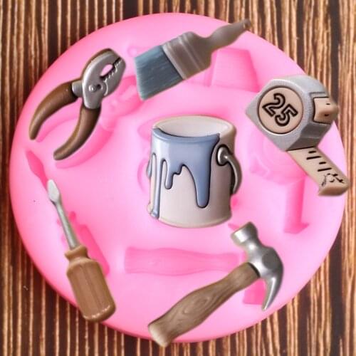 DIY Tools Hammer Screwdriver Paint Brush Silicone Mold Sugar Craft Fondant Mold Cake Decorating Tools Chocolate Fondant Mould